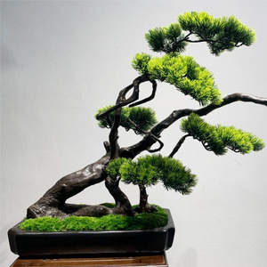 Potted Green Artificial Plants Home Decoration Wood Pine Tree Garden Ornament False Flower Simulation Pine Branches