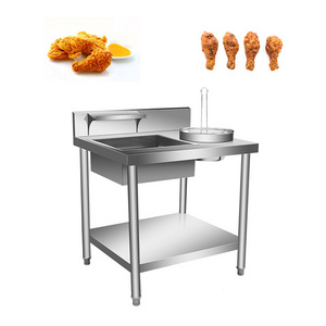 Detachable Manual Breading Fried Chicken Meat Powder Flour Table Coating Machine