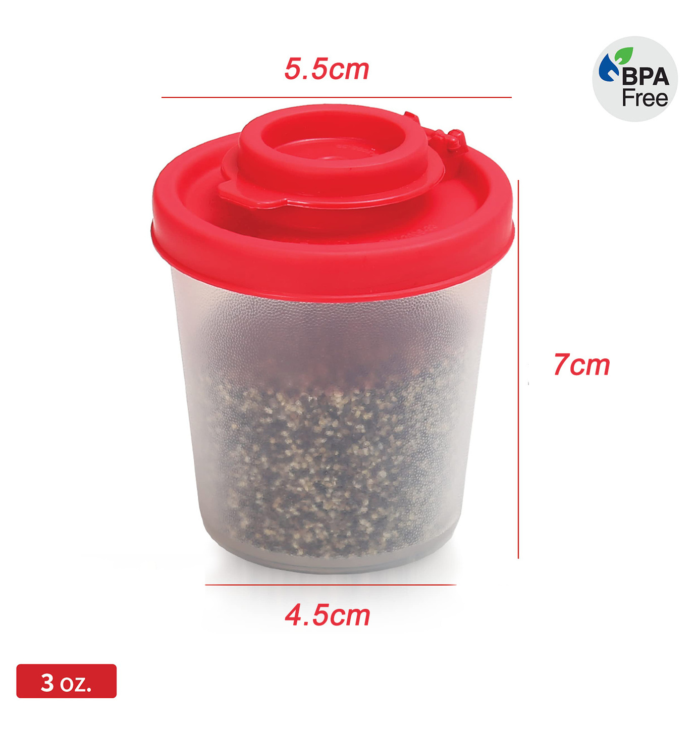 Plastic Airtight Spice Jar Dispenser Moisture Proof Plastic Spice Set  Salt and Pepper Shakers with Red Covers Lids