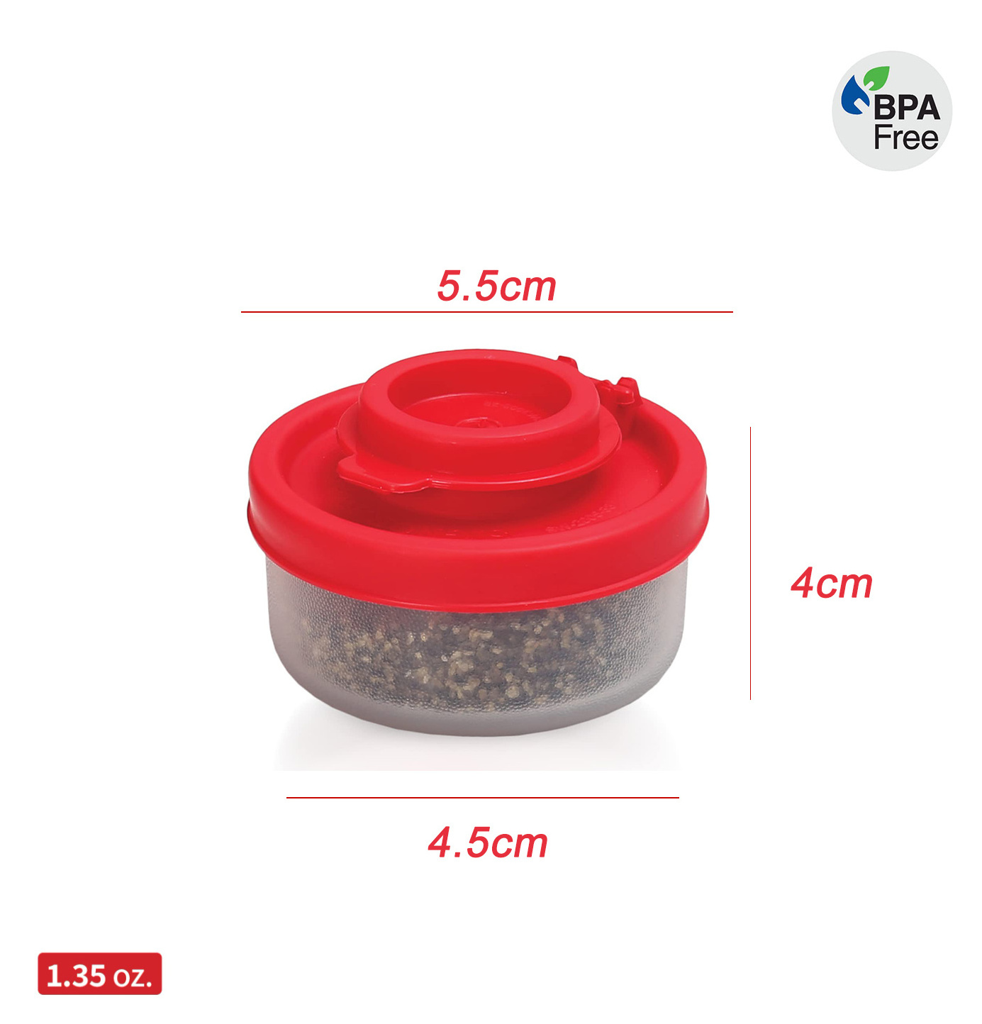 Plastic Airtight Spice Jar Dispenser Moisture Proof Plastic Spice Set  Salt and Pepper Shakers with Red Covers Lids