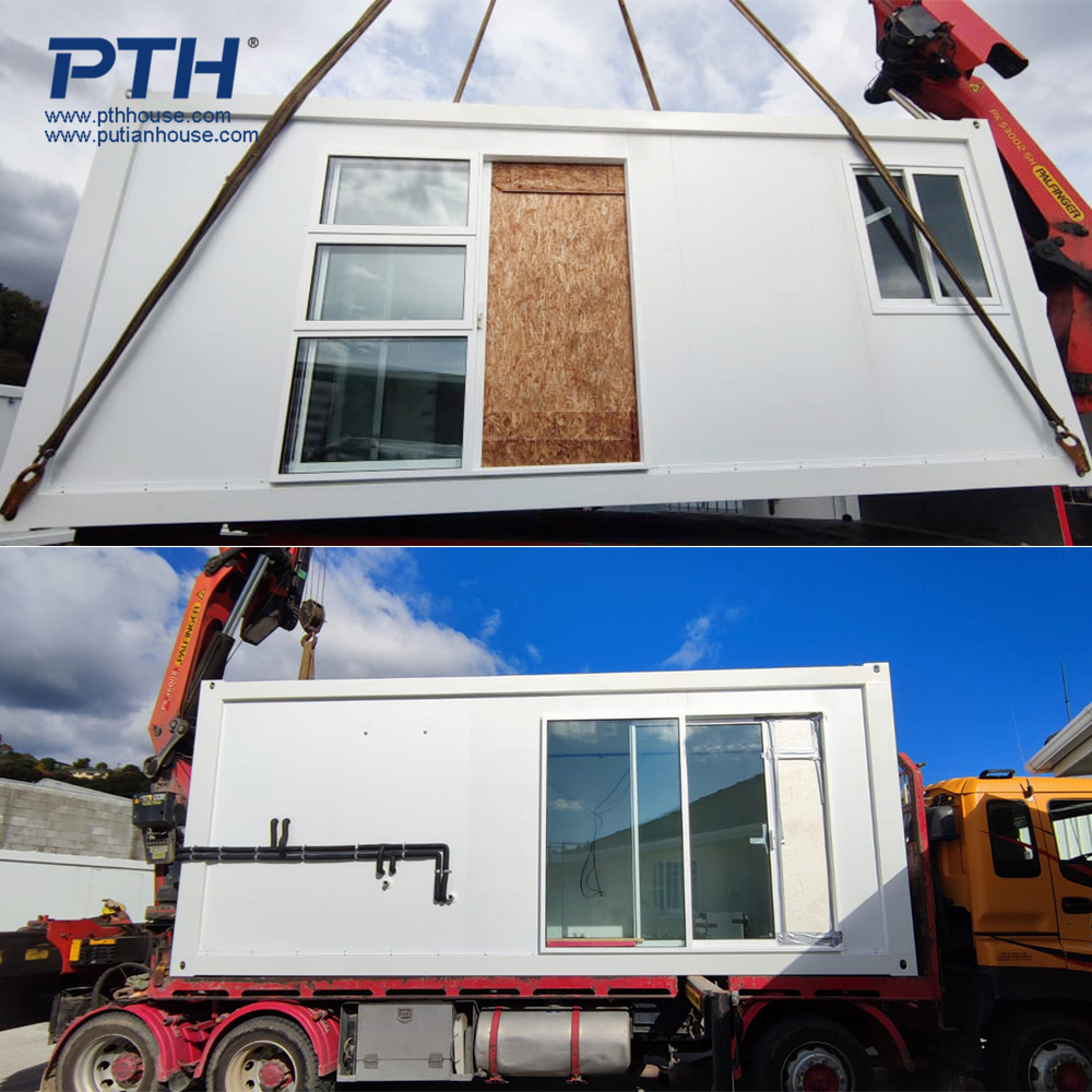 Flat pack luxury modular glass wooden tiny house prefabricated living container house prefab container home