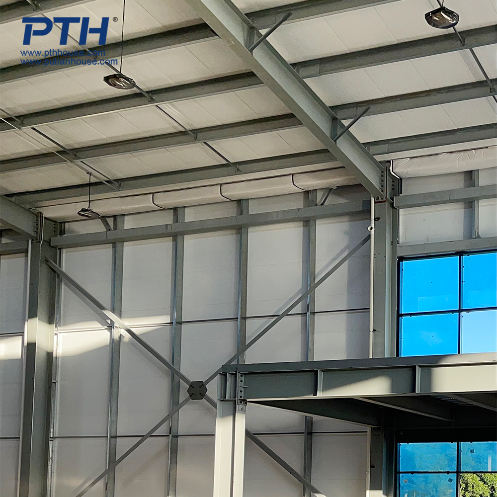 PTH multistory  prefab steel structure warehouse with office building long span structure