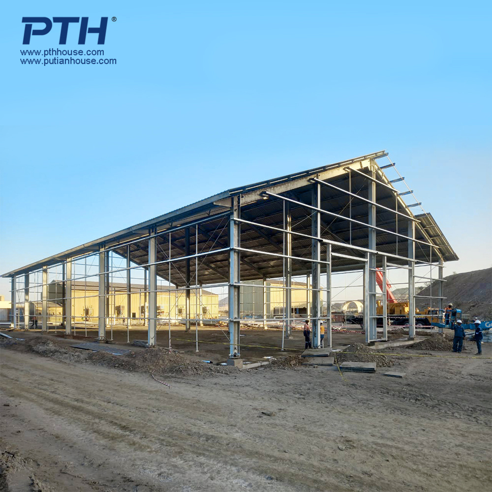 Large-span prefabricated structural light steel build quick build cheap prefab steel structure warehouse