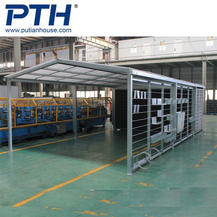 Quick build prefab steel structure car parking shed from PTH House, China cheap prefab house supplier