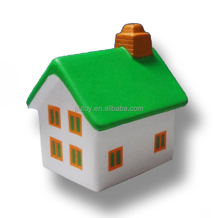 House shaped PU foam stress balls  with customized logo for Promotion