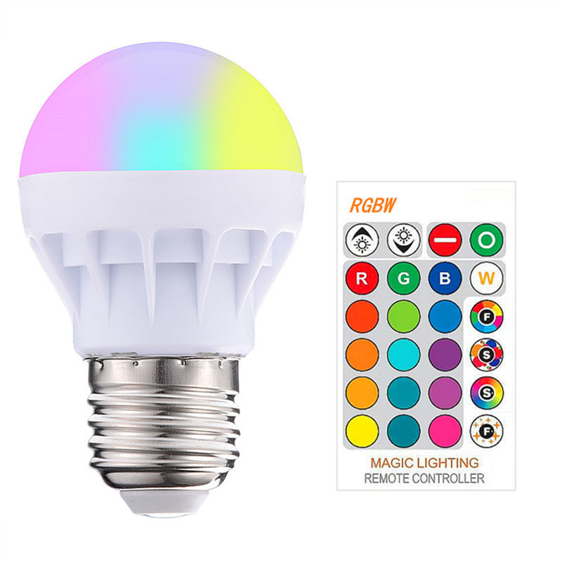 3W RGBW Colour Changing Remote Controlled GLOBE LED Light Bulb