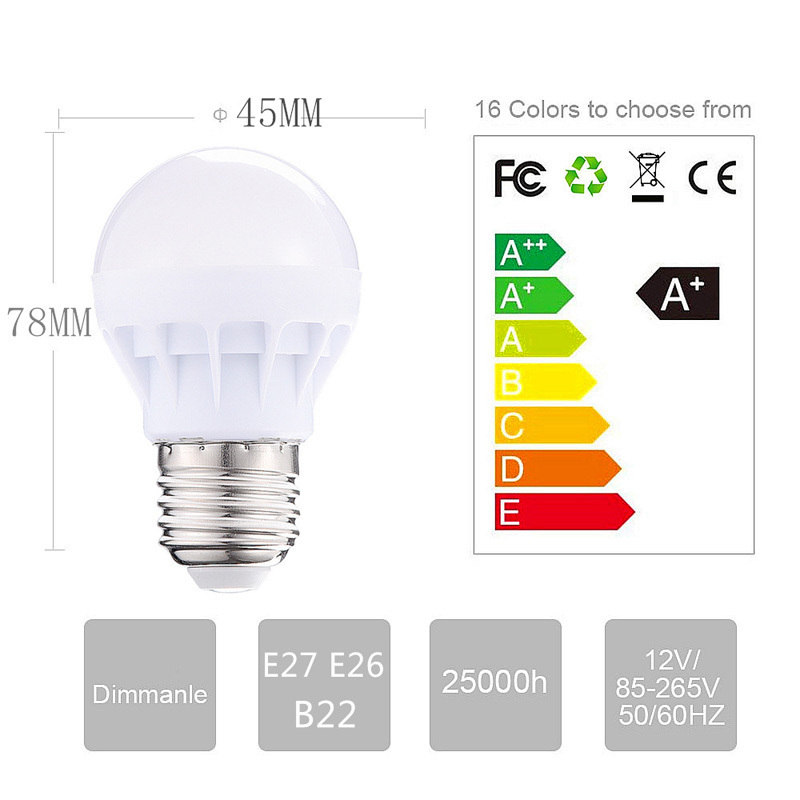 3W RGBW Colour Changing Remote Controlled GLOBE LED Light Bulb