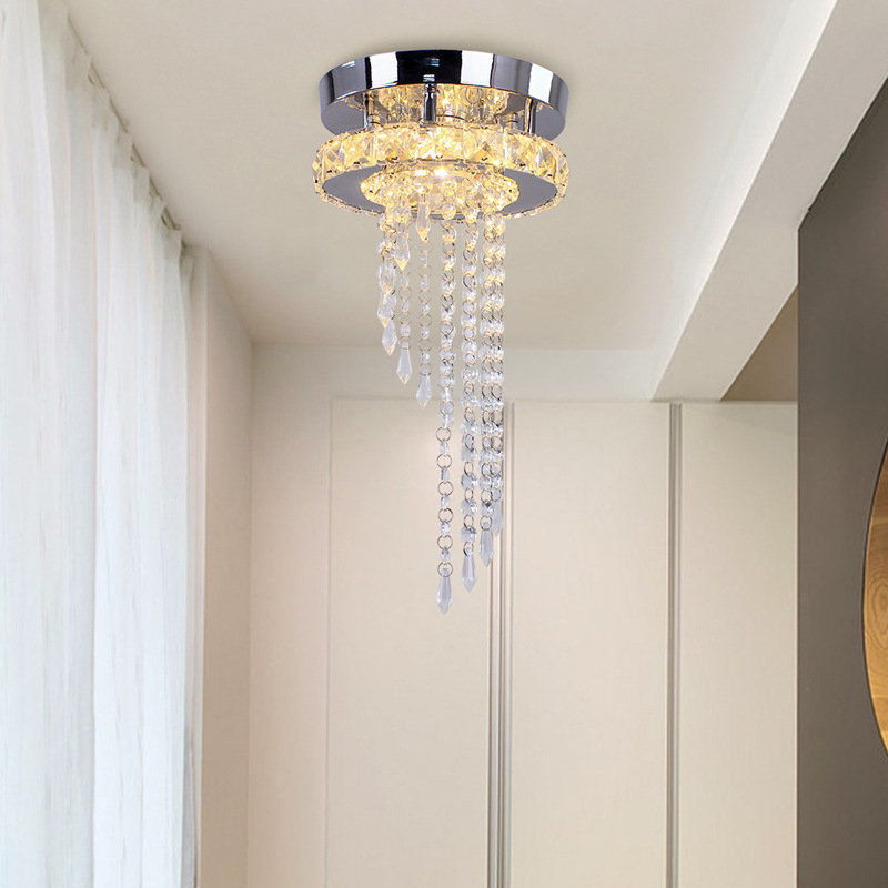 Round Chandelier Spiral Rain Drop Pendant Lamp LED Crystal Ceiling Light