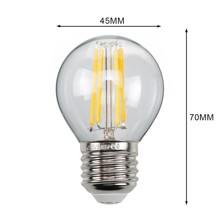 G45 LED Filament Bulb 220V 110V 6W E26 E27 Edison Golf Bulb Decorative Light Lamp Warm Light