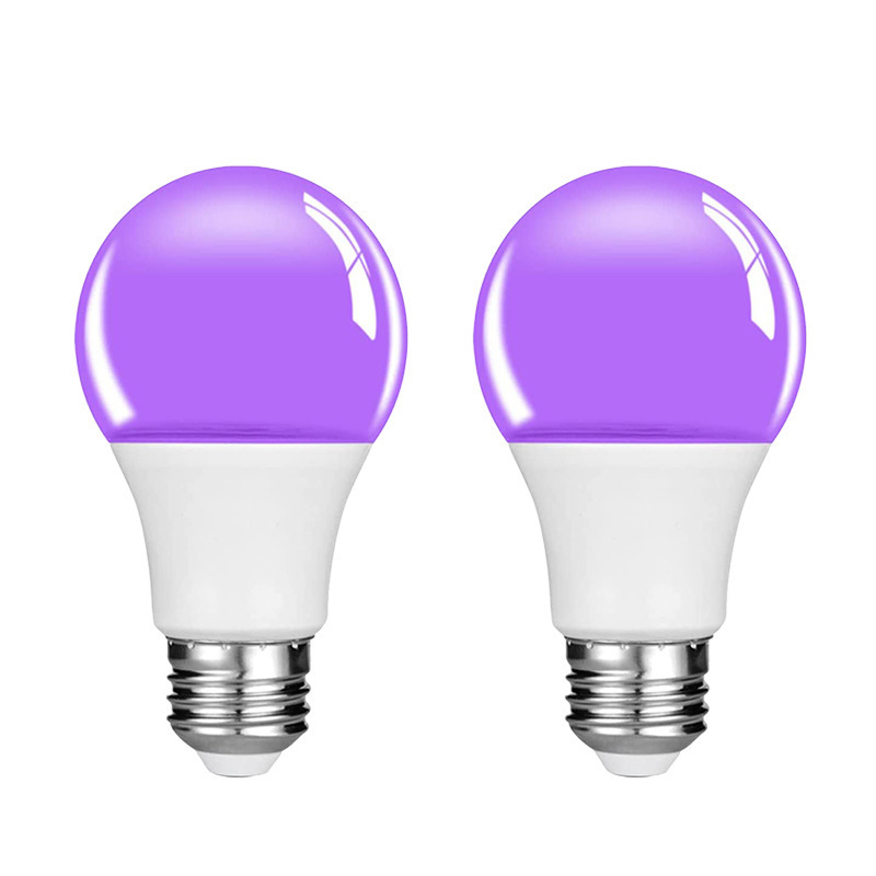 Transparent cover 395nm A60 plastic coated aluminum fluorescent party LED UV purple light bulb