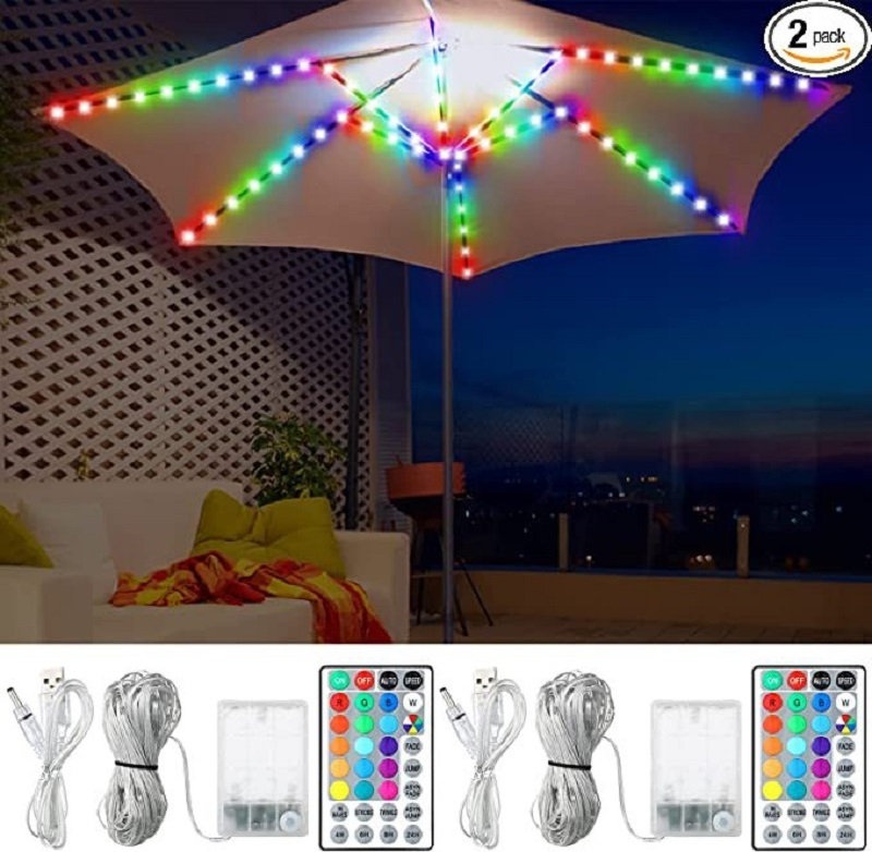 Outdoor waterproof umbrella lamp string lights with remote control courtyard umbrella lamp camping decoration string