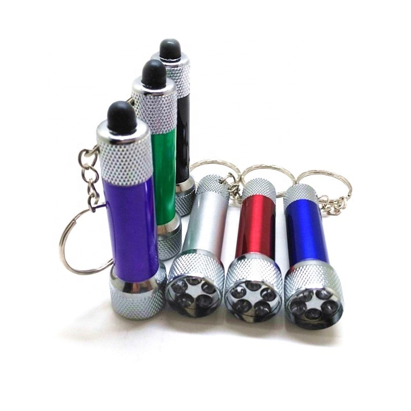 Printing logo gift Aluminum alloy small flashlight Camping Keyring 5LED Mini Flashlight