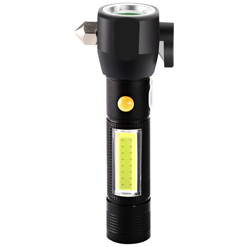 Outdoor Long-range Aluminum Alloy Vehicle Safety Hammer Strong Light Charging LED Flashlight Rechargeable Torch