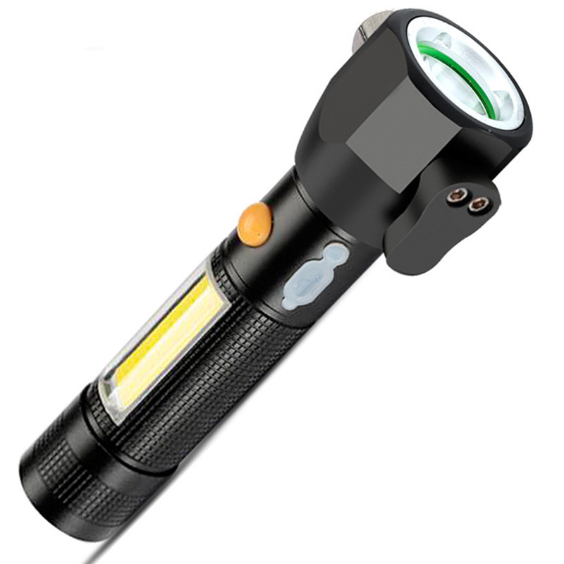 Outdoor Long-range Aluminum Alloy Vehicle Safety Hammer Strong Light Charging LED Flashlight Rechargeable Torch