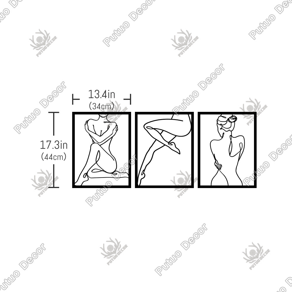 Putuo Decor Woman Face Hand Female Body Wire Wood Wall Art Kiss Plates Gift Living Room Bedroom Decor