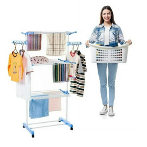 Foldable Steel Clothes Drying Stand Rack for Balcony Use Durable Bathroom Shelves for Hanging Clothes to Dry