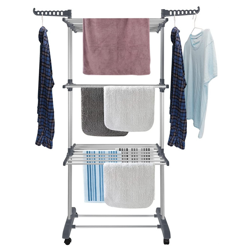 Foldable Steel Clothes Drying Stand Rack for Balcony Use Durable Bathroom Shelves for Hanging Clothes to Dry