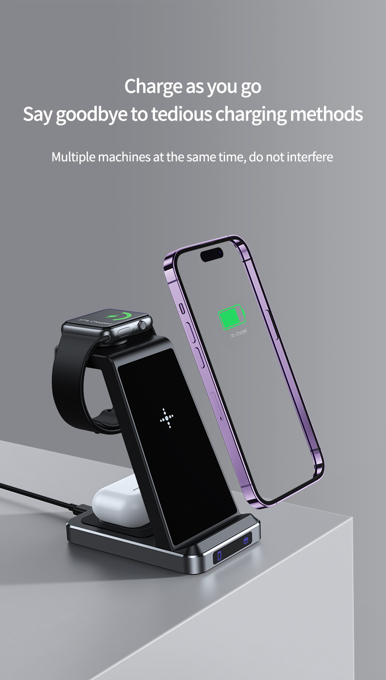 multiple wireless charger stand qi fast charging 15w for iphone cell phone standing desk with integrated charger 2023