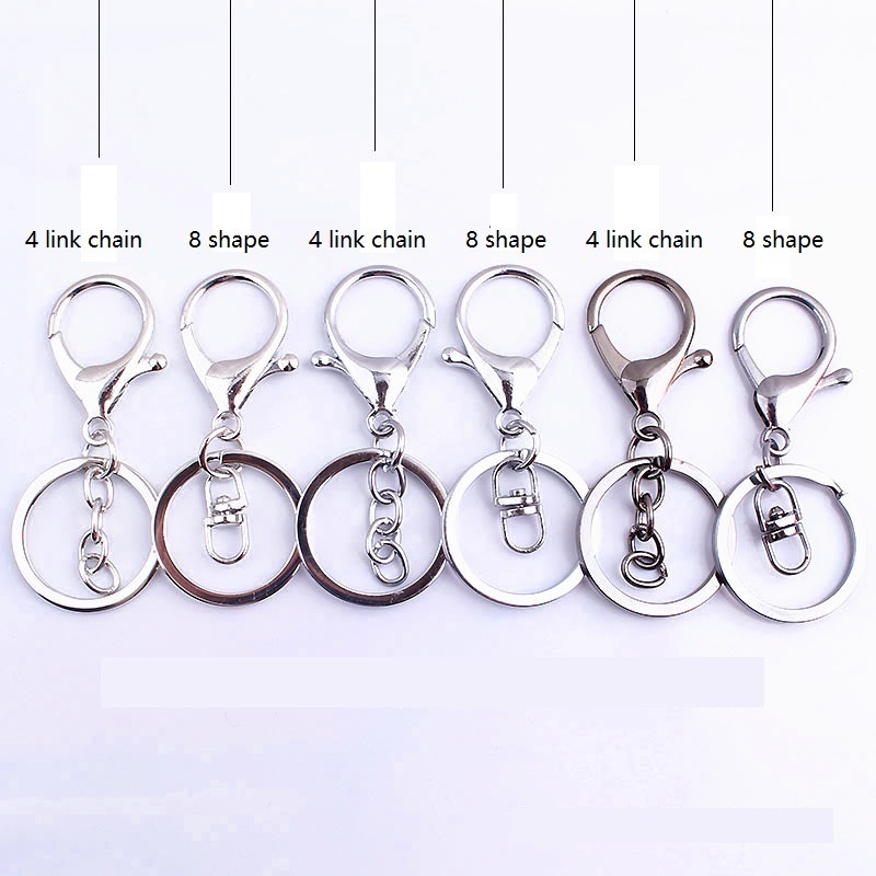 Stainless Steel Key Ring Lobster Clasp Key Hook With Chain 30mm Key Ring Long 70mm Split Key Ring Keychain For DIY Supplies