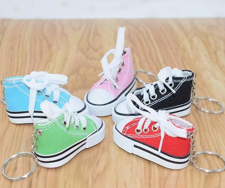 Wholesale Color 3 D Mini Canvas Shoes Key chain Glitter Sneakers Key chain Mixed Color Sneakers Key chain