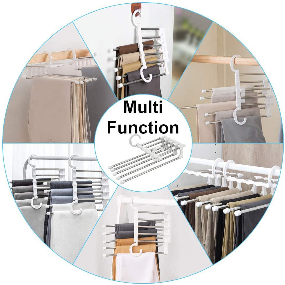 Multifunctional Space Saving Cloth Rack Magic Clothes Hanger Foldable Plastic  Pants Hanger