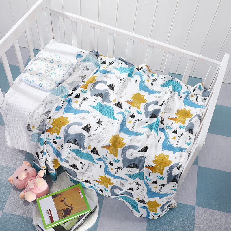 110*120 cm stock ready 145 g/pc gauze 70% bamboo 30% cotton muslin 2 layers baby soft printed blanket swaddle wrap receiving