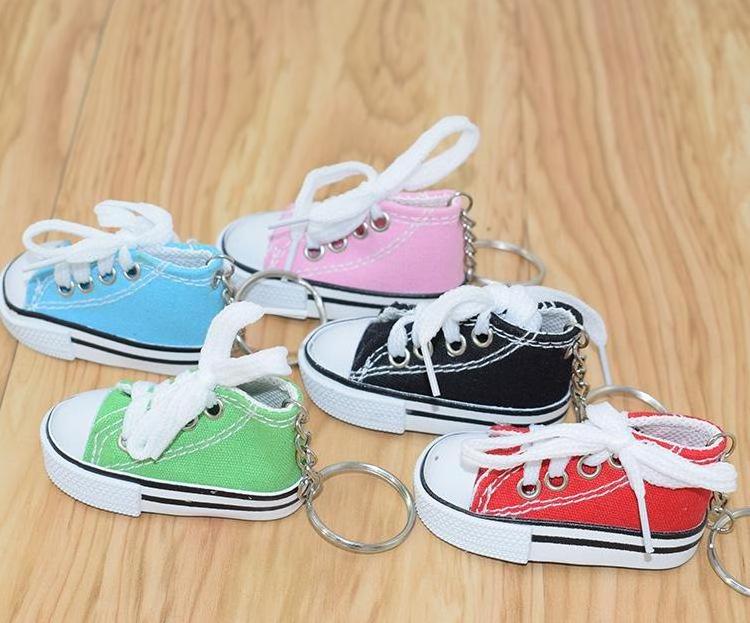 Wholesale Color 3 D Mini Canvas Shoes Key chain Glitter Sneakers Key chain Mixed Color Sneakers Key chain