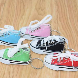 Wholesale Color 3 D Mini Canvas Shoes Key chain Glitter Sneakers Key chain Mixed Color Sneakers Key chain