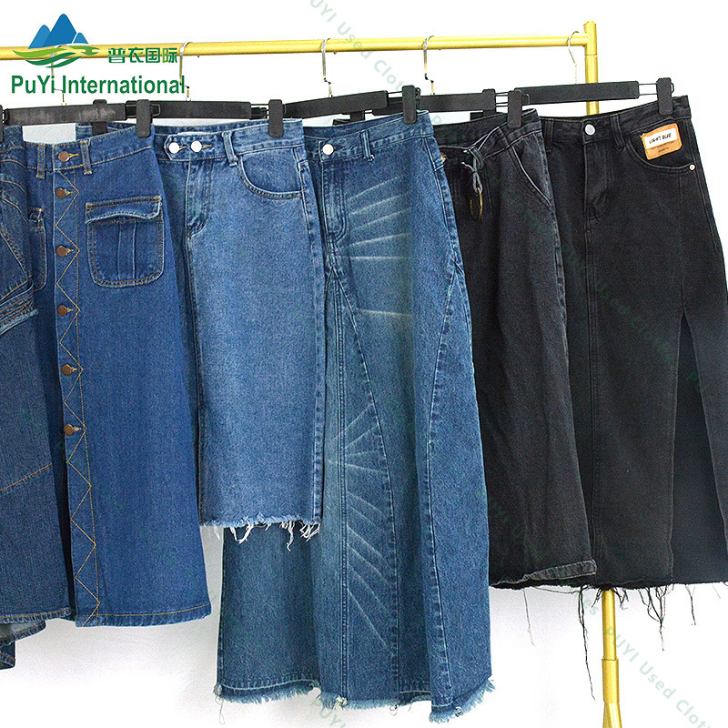 used women clothes wholesale denim jeans skirt bundle second hand clothing bulks of used clothes