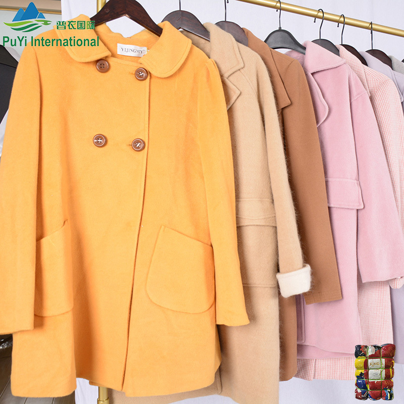 autumn winter usa used clothing bale women worsted wool coat in stock bales of used clothes bulk coats