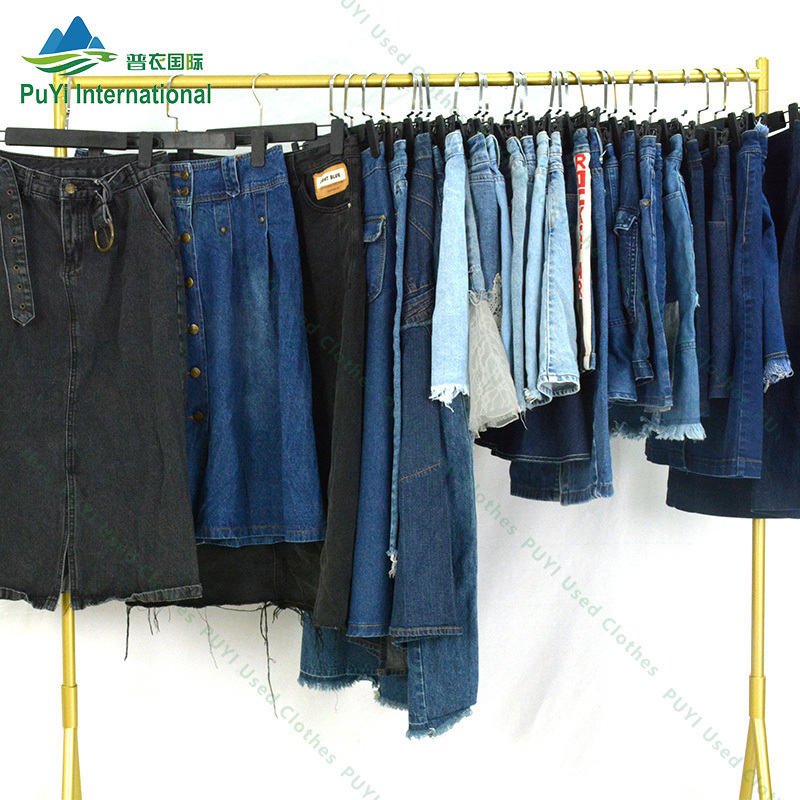 used women clothes wholesale denim jeans skirt bundle second hand clothing bulks of used clothes