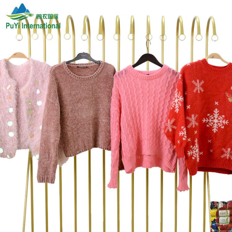 Winter Ladies Sweater thick TOP grade bales mixed used clothing asian used clothes from second hand