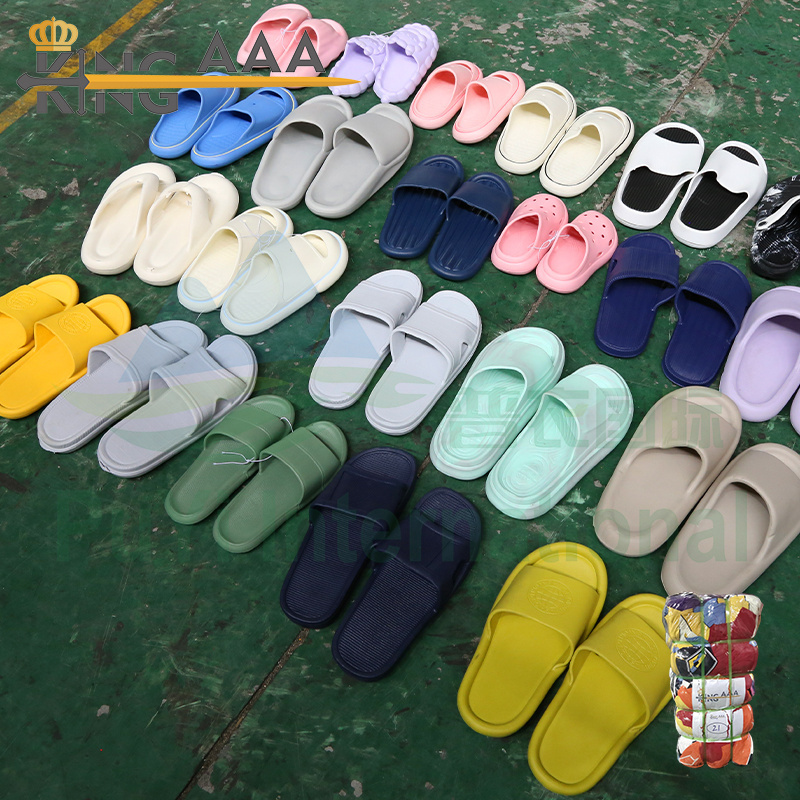 PUYI Shoes Bundle Wholesale Second Hand Slipper Men Shoes Rubber Used Slides Adult Unisex Mixed Summer Slippers Shoes