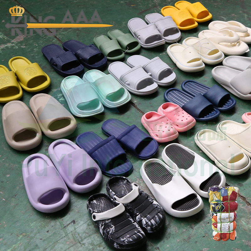 PUYI Shoes Bundle Wholesale Second Hand Slipper Men Shoes Rubber Used Slides Adult Unisex Mixed Summer Slippers Shoes