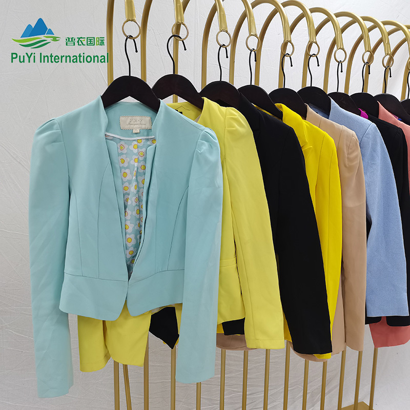 Ladies thin suits coats fashion jackets wholesale clothing supplier bales of second hand clothes jackets asian used clothes