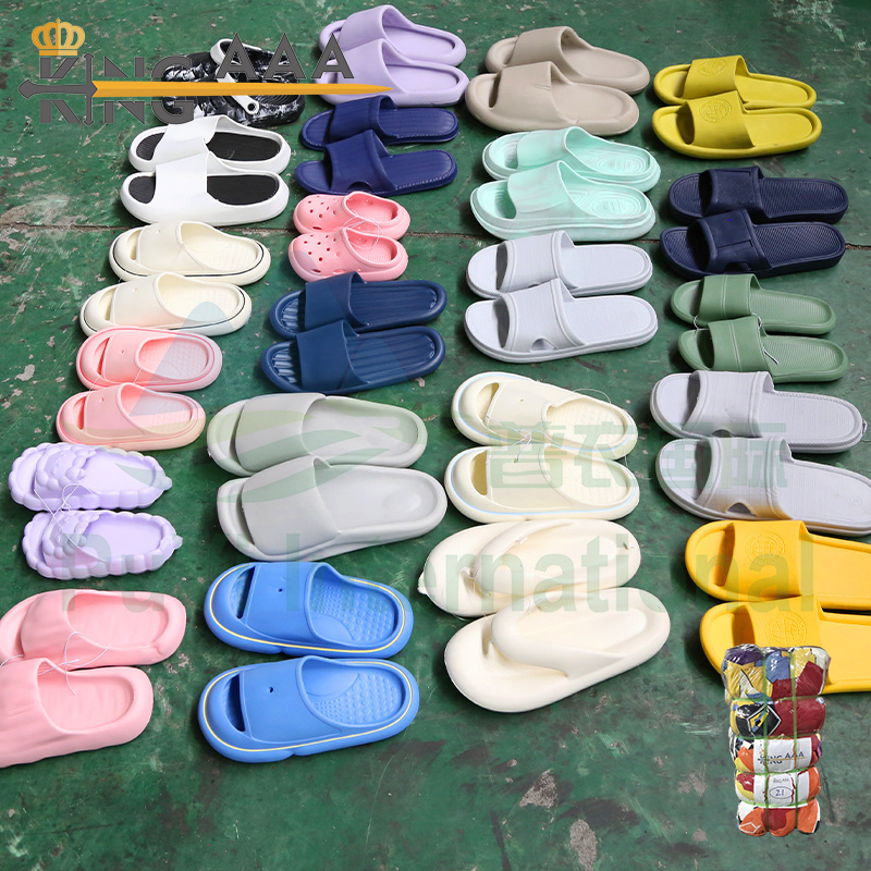 PUYI Shoes Bundle Wholesale Second Hand Slipper Men Shoes Rubber Used Slides Adult Unisex Mixed Summer Slippers Shoes