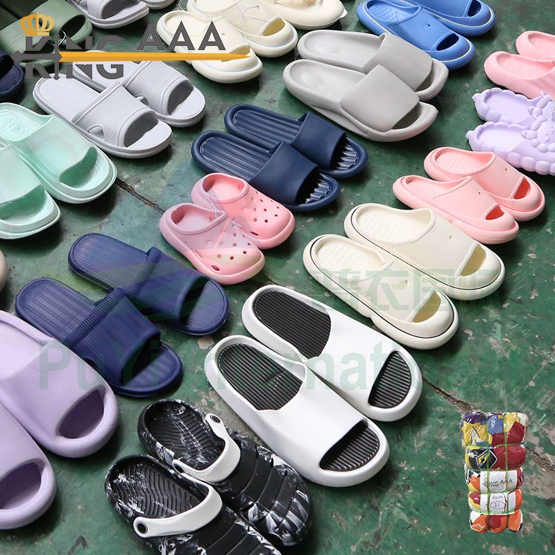 PUYI Shoes Bundle Wholesale Second Hand Slipper Men Shoes Rubber Used Slides Adult Unisex Mixed Summer Slippers Shoes