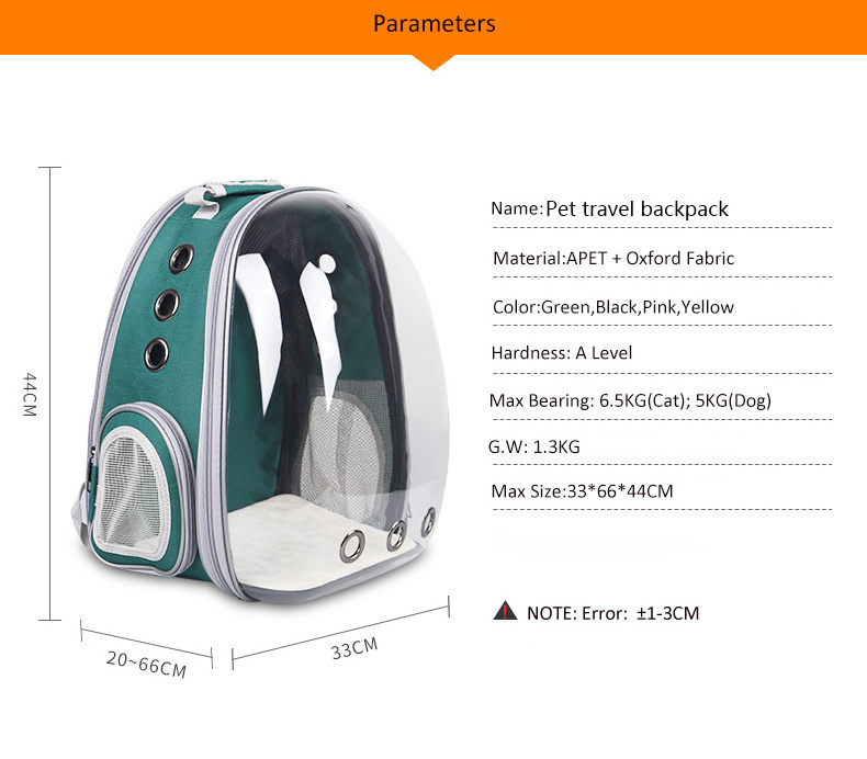 Expandable Cat Backpack Space Capsule Transparent Clear Pet Carrier for Small Pets Carrying Outdoor Traveling Backpack