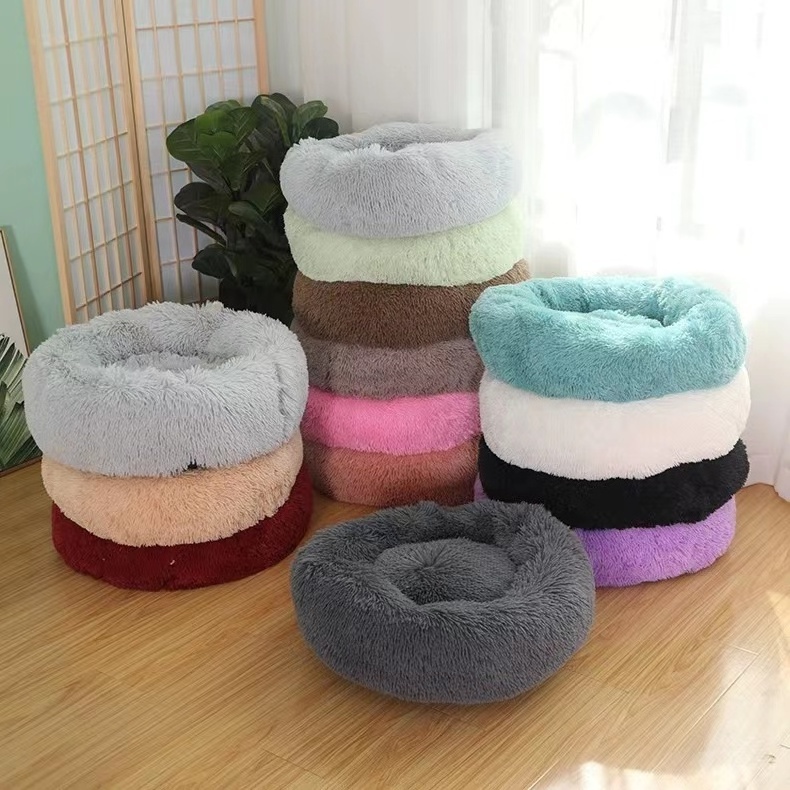 wholesale custom oem small organic plush brown house waterproof cheap orthopaedic dog donut round bed with logo