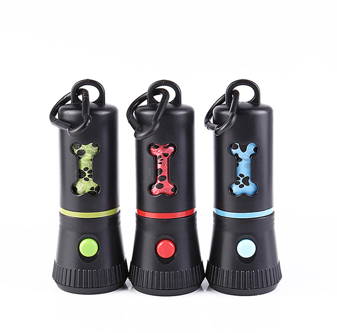 Puda Custom Flashlight Pet Dog Waste Poop Holder Outdoor Garbage Bag Dispenser