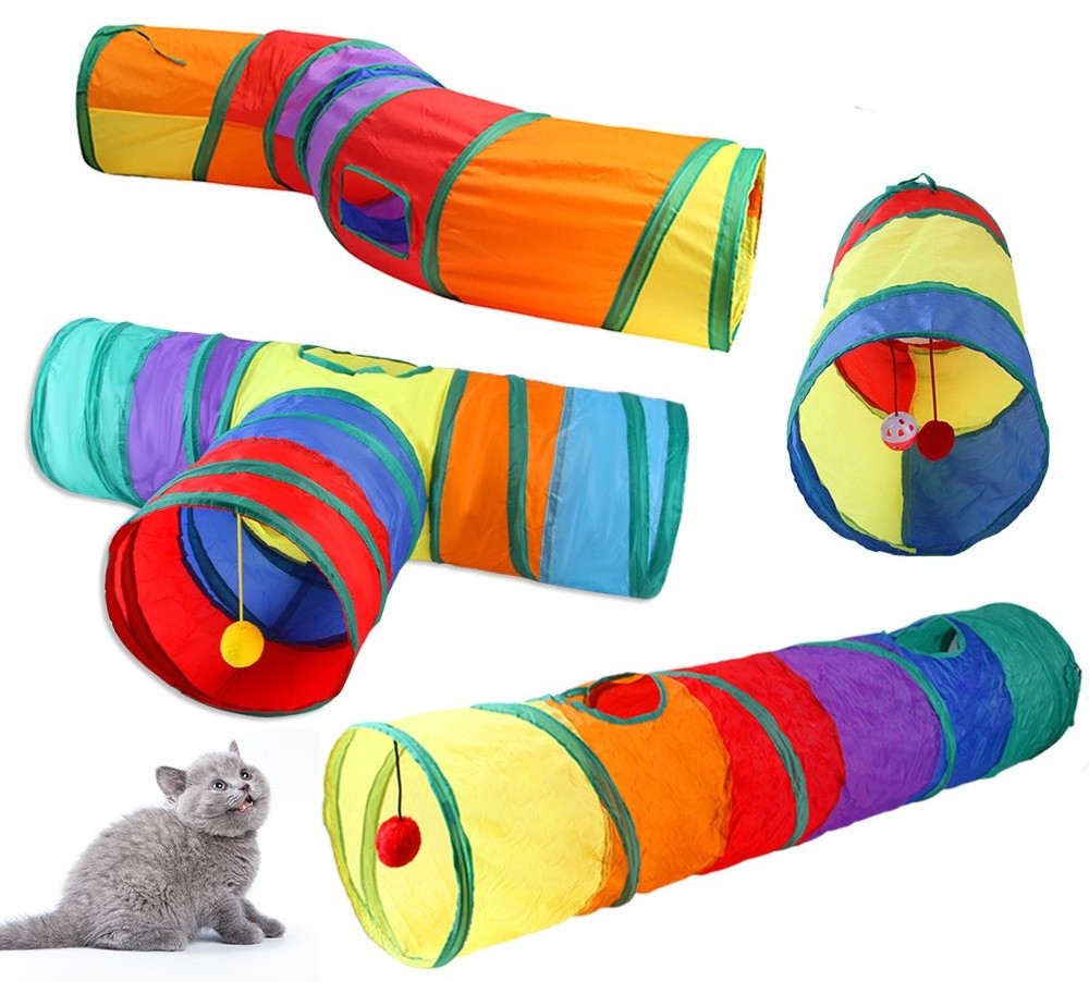 Puda New pet recommended interactive toy cat tunnel rainbow cat channel runway rolling ground Totoro den