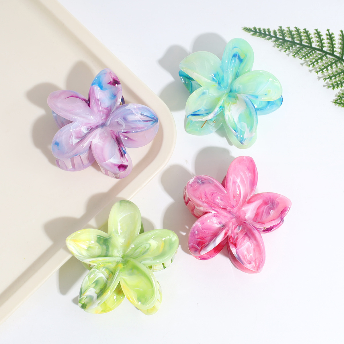 Plastic Temperament Wholesale Gradient Color Flower Butterfly Claw Clips Women Sweet Cute Candy Color Frangipani Hair Claw Clips