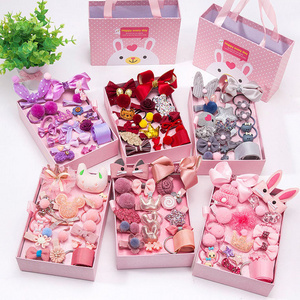 Factory Wholesale High Quality Kids Hair Accessories 18 Pcs Set Gift Box Hair Clip Bows Birthday Gift Set For Kids Girls Baby