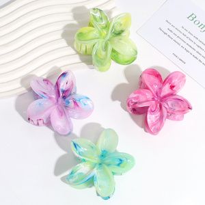 Plastic Temperament Wholesale Gradient Color Flower Butterfly Claw Clips Women Sweet Cute Candy Color Frangipani Hair Claw Clips