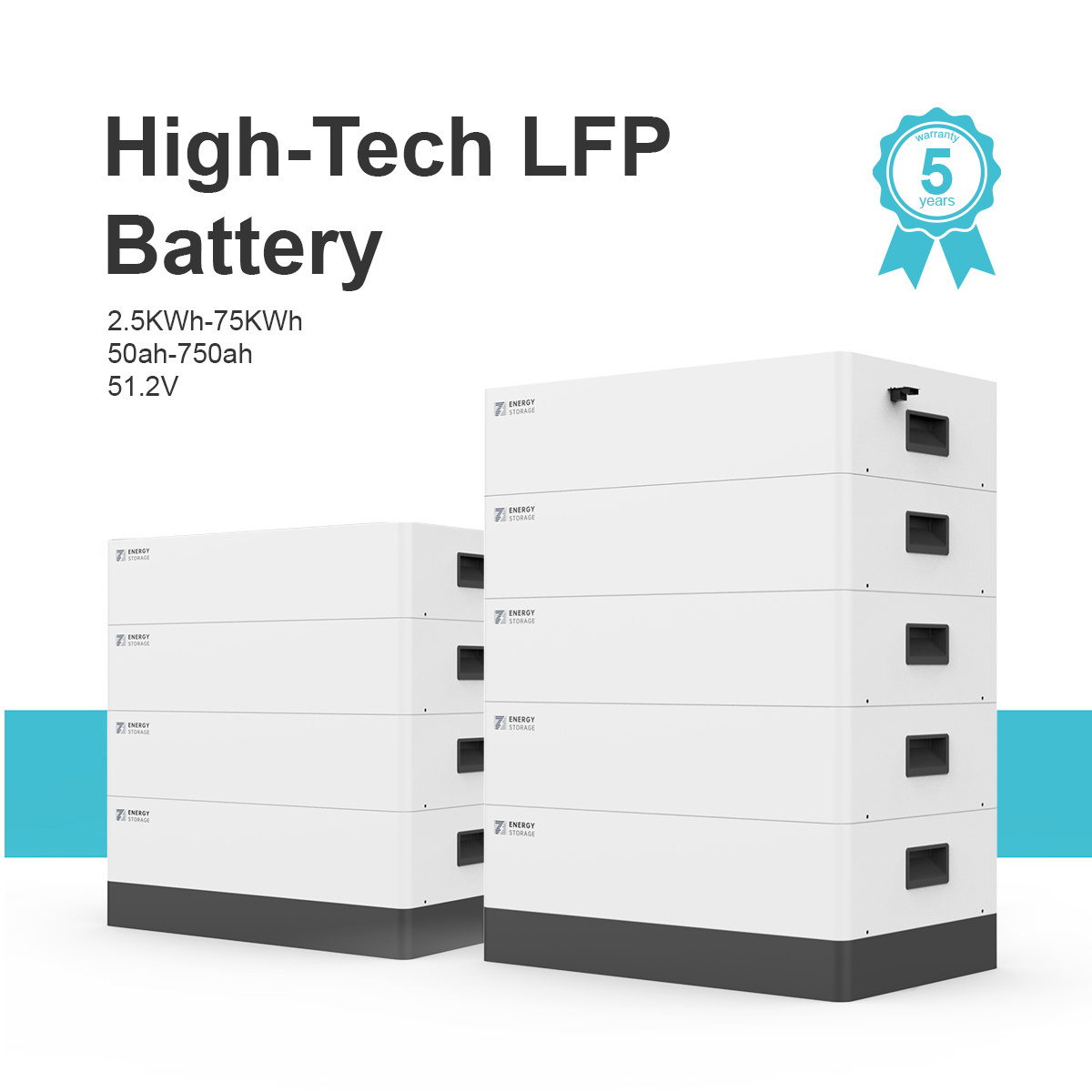 Beny 50Ah 51.2V 2.5KWH Lithium ion Battery Up to 15 Batteries in Parallel Top-ranked Stacked Solar Battery Household