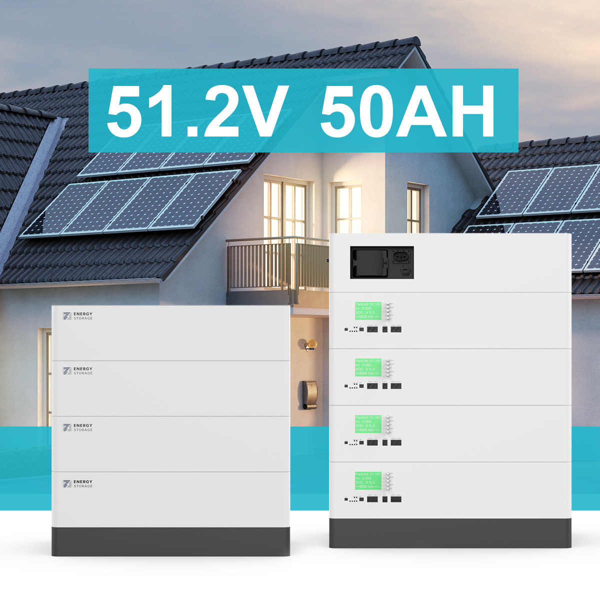 Beny 50Ah 51.2V 2.5KWH Lithium ion Battery Up to 15 Batteries in Parallel Top-ranked Stacked Solar Battery Household