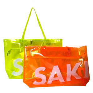 Portable colorful PVC printing advertising shopping bags Plastic tote gift bags customized