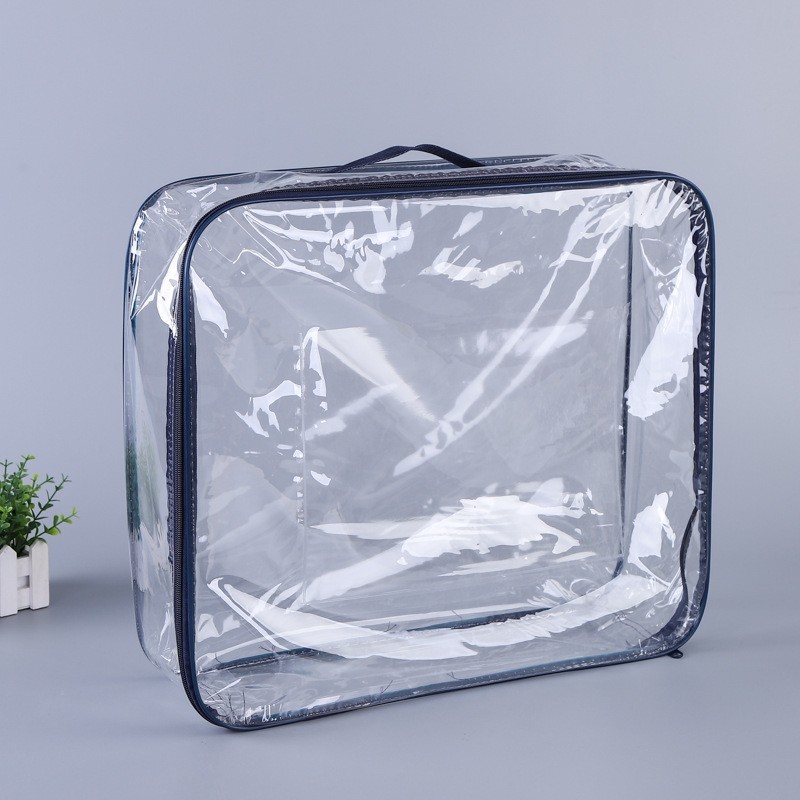 Custom print logo  transparent plastic pvc blanket bag for bedding packaging