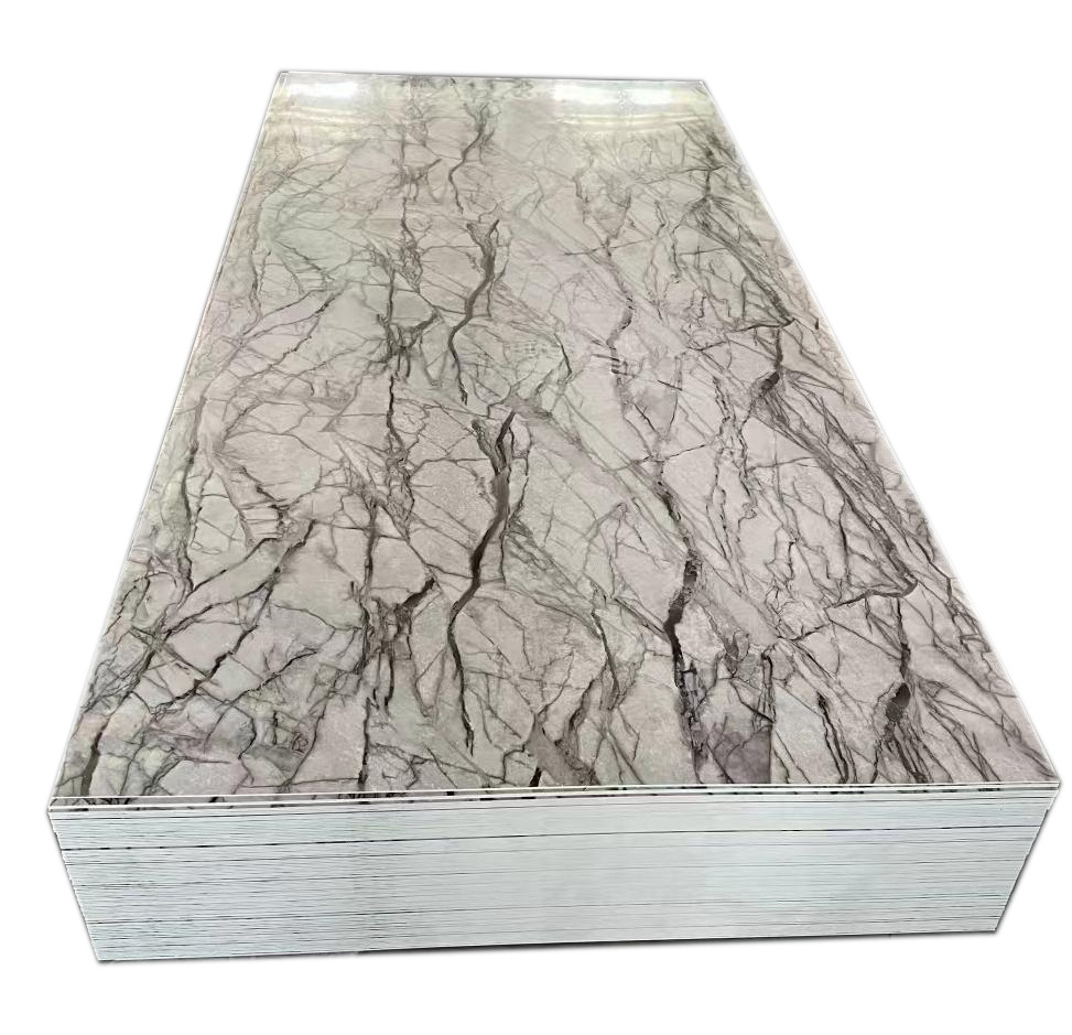 Xiting Customization Design High Gloss UV luxury 3d pvc faux marble wall panel for interior home decoration