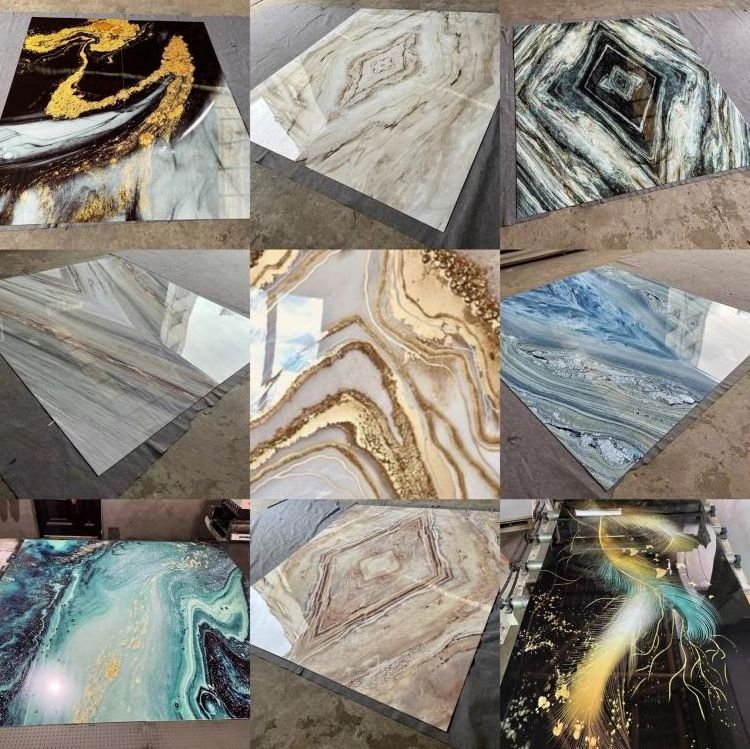 Xiting customization design 1220*2800mm high glossy tv background tile marble board wall panel